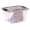 IRIS® Stack & Pull™ Clear Storage Box with Gray Lid